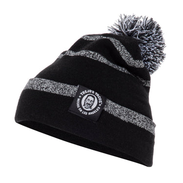 Black / Heather Grey Stripe Pom Pom Beanie (Trejo's Tacos) - The Pepper Pantry (Formerly Marie Sharp's)